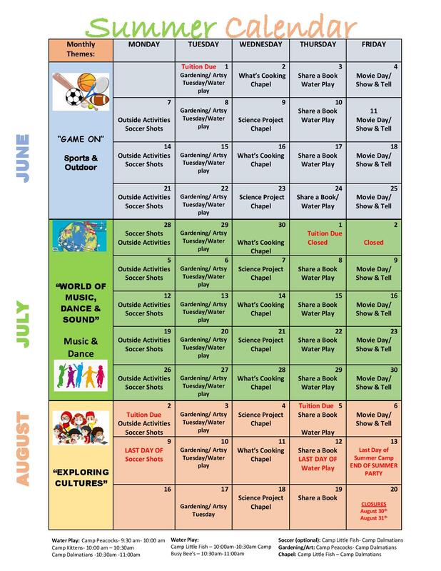 Calendar - Rayne Early Childhood Program